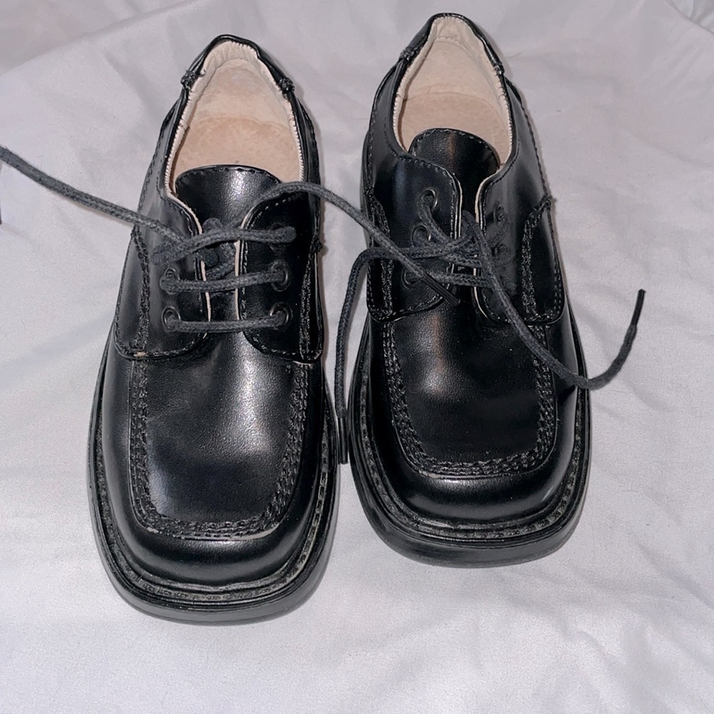 Black Box Black Leather LIL DARREN Loafer Dress Lace Up Shoes size 8